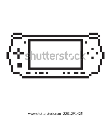 Video game Retro Handheld console vector illustration Gamepad sign Pixel art style