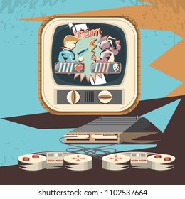 video game retro with tv