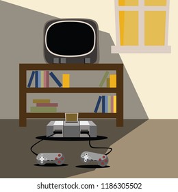 video game in room vector illustration 