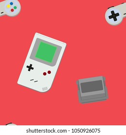 video game seamless background pattern, retro game console, vector illustration