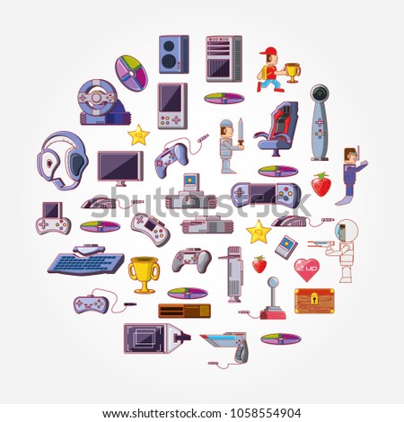 video game set icons