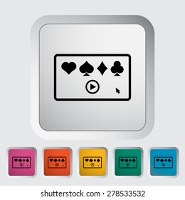 Video game. Single flat icon on the button. Vector illustration.