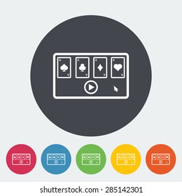 Video game. Single flat icon on the circle button. Vector illustration.