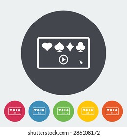 Video game. Single flat icon on the circle button. Vector illustration.