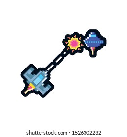 video game spaceship flying pixelated vector illustration design