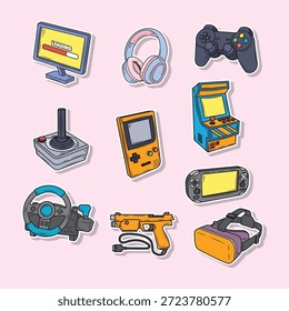 Video Game Sticker Vector Art Illustration Pack Collection