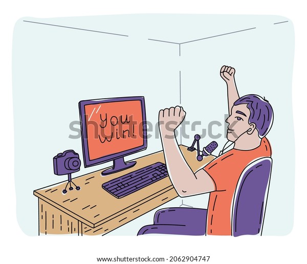 Video Game Streamer Sketch Young Man Stock Vector (royalty Free 