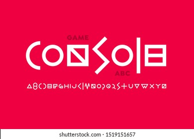Video game style font, alphabet letters vector illustration
