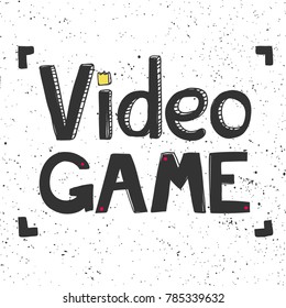 Video game typography lettering text banner with crown on top. Good for web page design banner, motivational poster, wallpaper, sticker pack and social media content