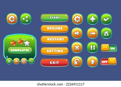 Video Game User Interface Templates. Pack of graphical user interface templates to make a game.