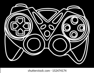 video game vector controller isolated on black background.