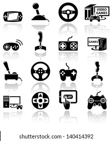 Video game vector icon set on gray.Eps 10