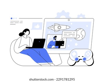 Video game walkthrough abstract concept vector illustration. Online walkthrough video, popular pc game content, gaming stream, playthrough, console playing, improving skill abstract metaphor.