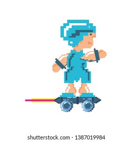 video game warrior in skate pixelated icon