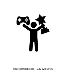 video game winner icon vector with trophy Cybersport icon 
