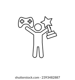 video game winner icon vector with trophy Cybersport icon 