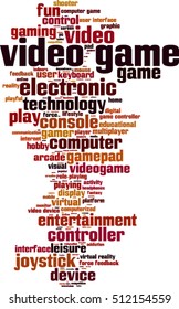 Video game word cloud concept. Vector illustration