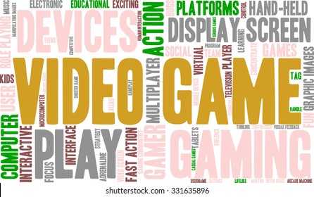Video Game word cloud on a white background. 