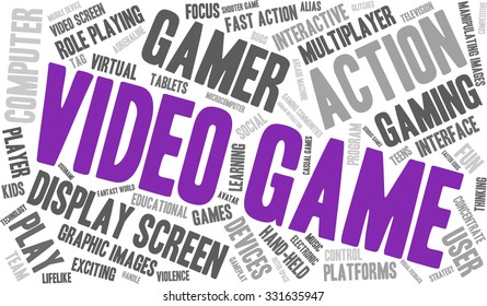 Video Game word cloud on a white background. 