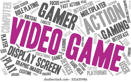 Video Game word cloud on a white background. 