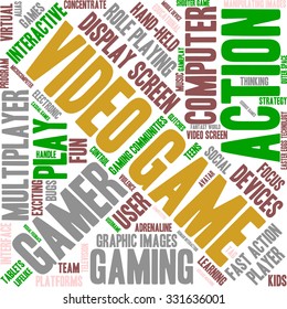 Video Game word cloud on a white background. 