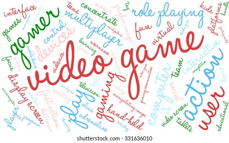 Video Game word cloud on a white background. 