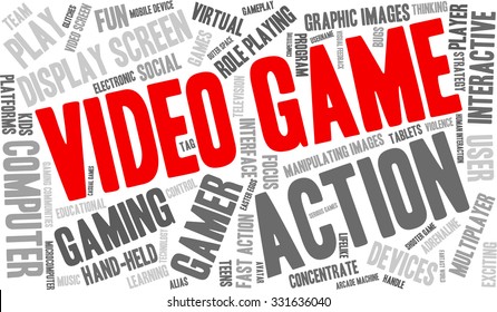 Video Game word cloud on a white background. 