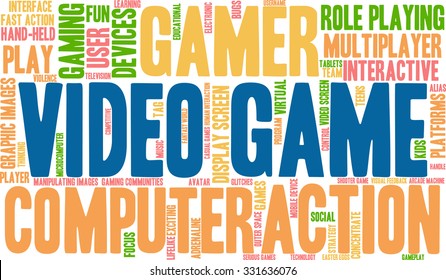 Video Game word cloud on a white background. 