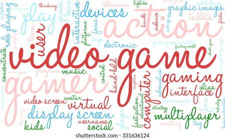 Video Game word cloud on a white background. 