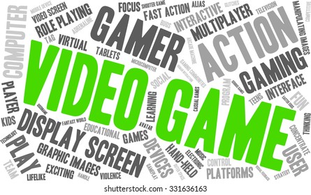 Video Game word cloud on a white background. 