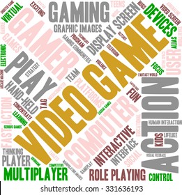Video Game word cloud on a white background. 