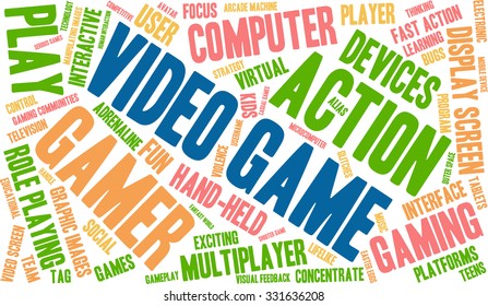 Video Game word cloud on a white background. 