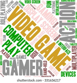 Video Game word cloud on a white background. 