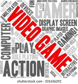 Video Game word cloud on a white background. 