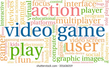 Video Game word cloud on a white background. 