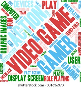 Video Game word cloud on a white background. 