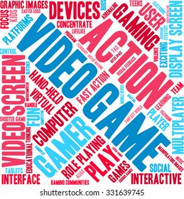 Video Game word cloud on a white background. 
