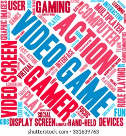 Video Game word cloud on a white background. 