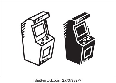 Video gamepad machine in outline and silhouette style