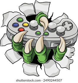 Eine Video-Gamer-Spiel-Controller-Klaue eines Adlers oder eines Tiermonsters Hand halten Spiele-Kontrolle Sport-Illustration