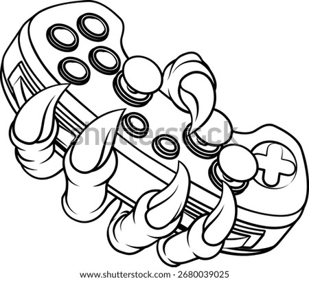 A video gamer game gaming controller claw of an eagle or animal monster hand holding games control sports illustration