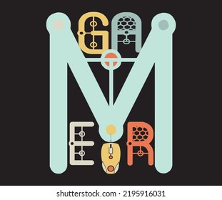 Video gamer related t-shirt design. Forever gamer text. Vector vintage illustration