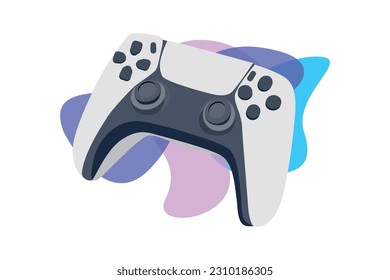 Video games 3d illustration. White gamepad for gaming, three-dimensional figures. Isolated 3d object on a transparent background