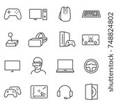 Video games. Attributes for the PC game. Linear design. Line with editable stroke