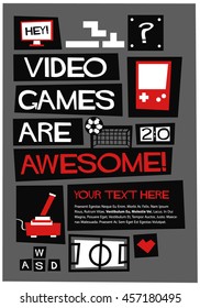 Video Games Are Awesome! (Vector Illustration In Flat Style Poster Design)