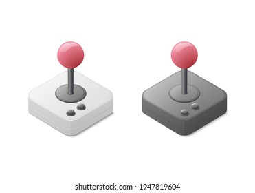 Video games concept. Classic joystick controller. Isometric vector illustration. Isolated on white background.