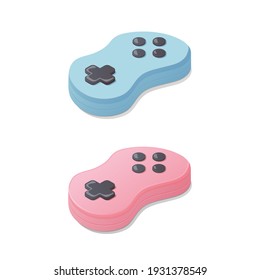 Video games concept. Gamepad joystick controller set. Isometric vector illustration. Isolated on white background.