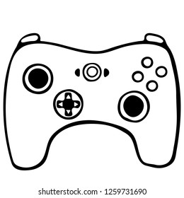 Video games console controller in doodle style