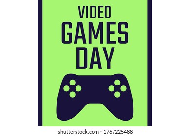 Video Games Day. Holiday concept. Template for background, banner, card, poster with text inscription. Vector EPS10 illustration
