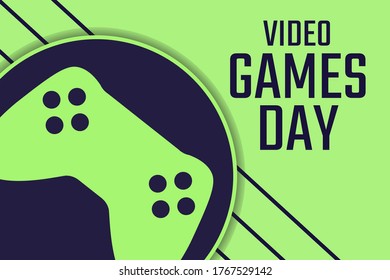 Video Games Day. Holiday concept. Template for background, banner, card, poster with text inscription. Vector EPS10 illustration